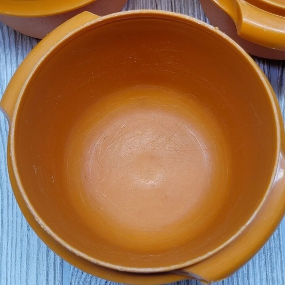 3 Tupperware 886-12 Servalier Food Storage Container Bowl Harvest Orange Vtg‎